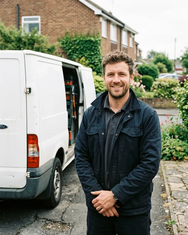 Dan Cardwell beside the van