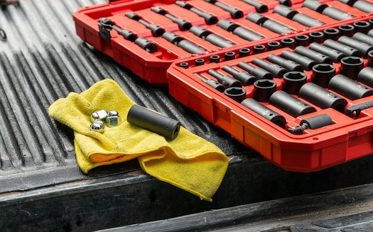 a socket set ready for a service
