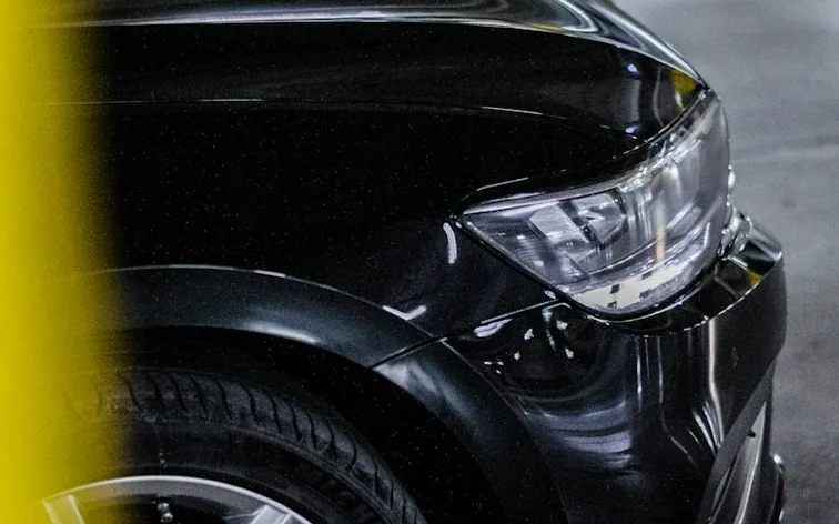 a used car being inspected