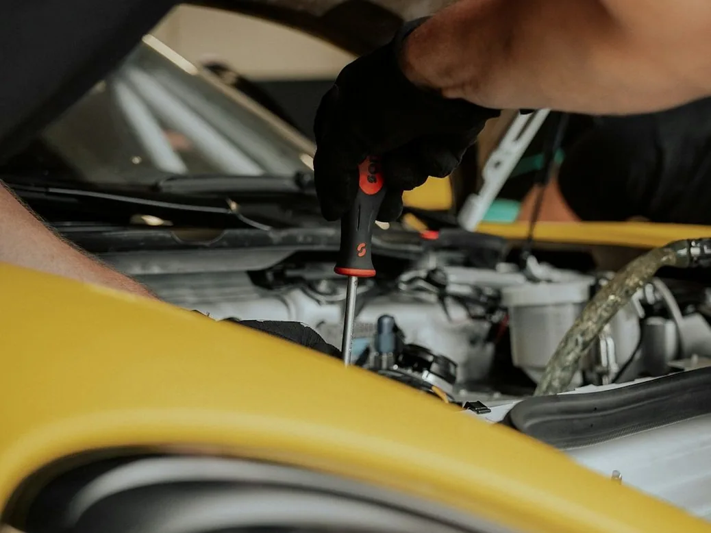 oil and filter change in progress