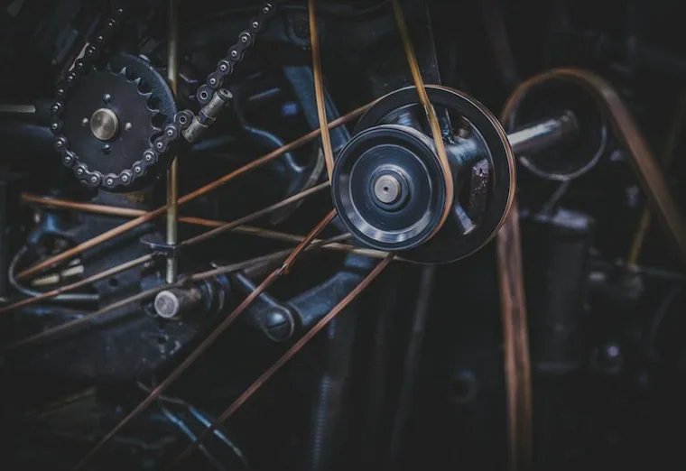 a timing belt and pulleys